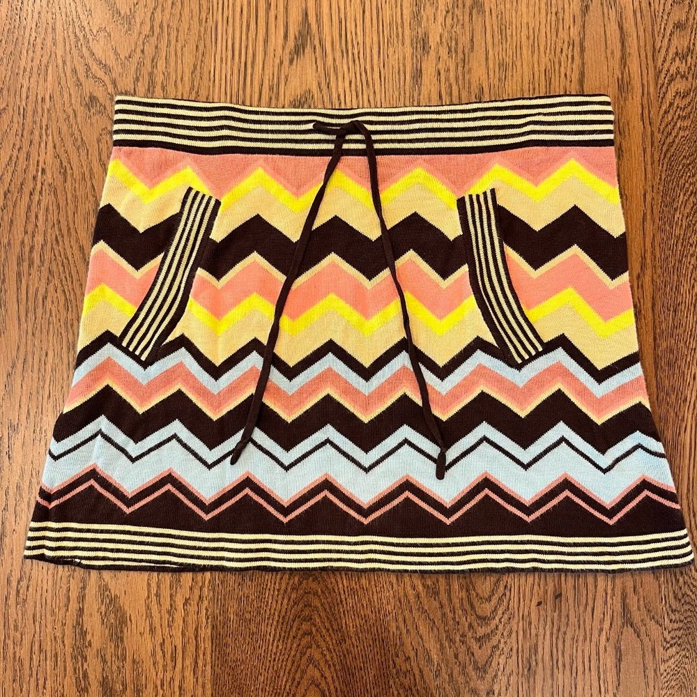 Missoni Knit Multicolor Zig Zag Print Mini Skirt Size Sm/Md